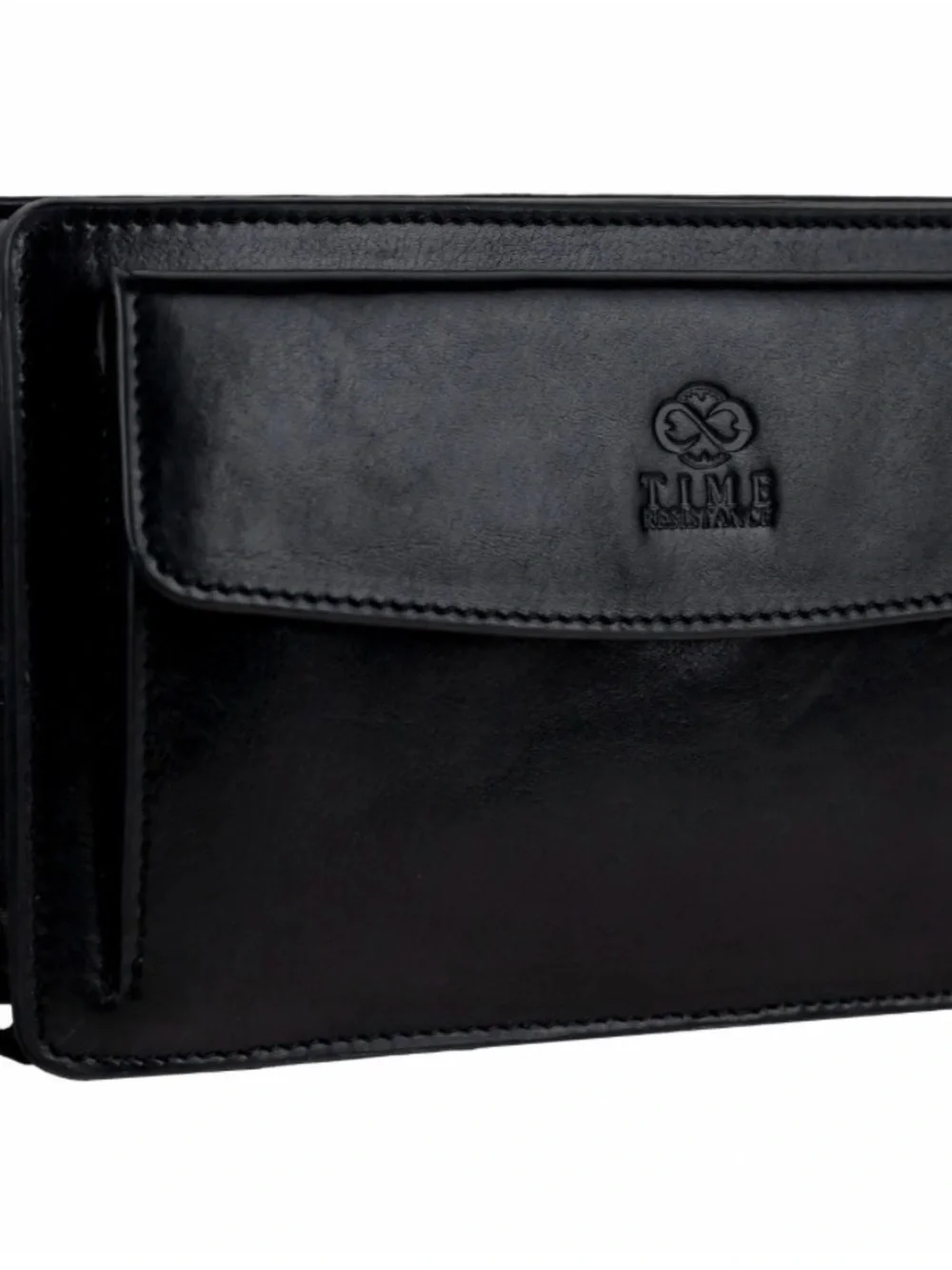 Time Resistance Decameron Men's Black Leather Clutch
